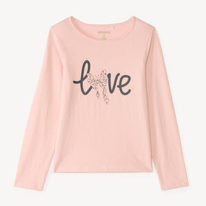 T-shirt manches longues print pailleté fille 