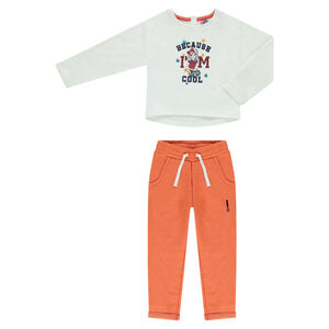 Jogging en molleton bicolore avec print fantaisie 