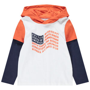 T-shirt manche longues effet 2 en 1 avec drapeau printé 