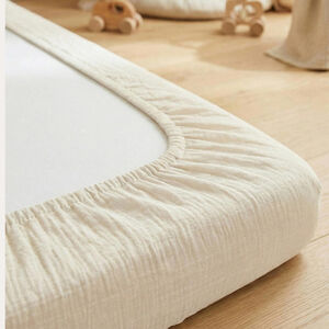 Drap-housse mousseline prélavé - Offwhite - 70x140 cm 