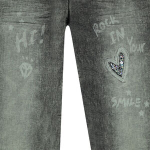 Junior - Jeans skinny effet neige avec patch coeur en sequins 