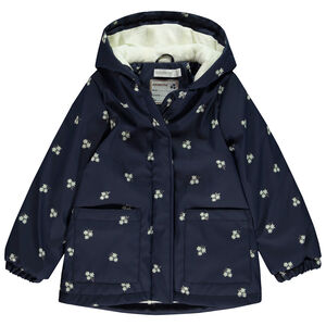 Parka gomme doublée imprimé fleurs fille 