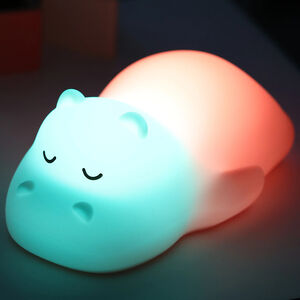 Veilleuse hippopotame en silicone marron 
