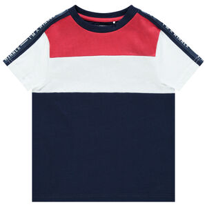 T-shirt manches courtes contrasté à bandes 