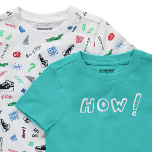Lot de 2 tee-shirts manches courtes imprimé all-over / uni 