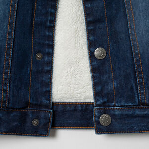 Veste en jean used doublée sherpa moutonnée 