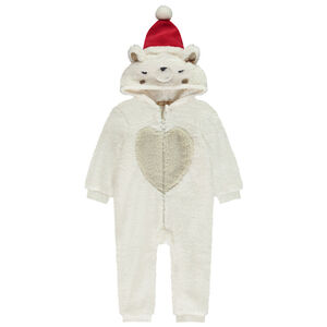 Surpyjama ludique en sherpa ours polaire de Noël pour bébé fille 