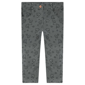 Pantalon en twill coupe slim avec nuages printés all-over 
