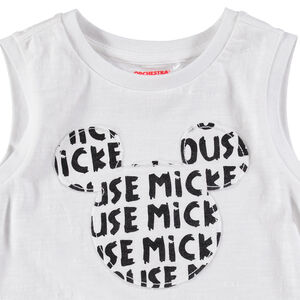 Débardeur en jersey bicolore avec Mickey Disney patché  