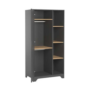 Armoire 1 porte Leaf - Graphite / Bois 