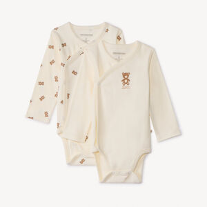 Lot de 2 bodies manches longues motifs oursons pour bébé 