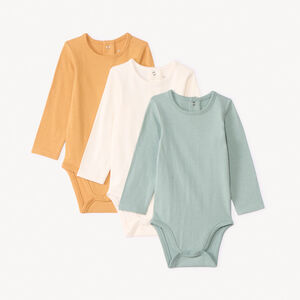 Lot de 3 bodies manches longues unies pour bébé garçon 
