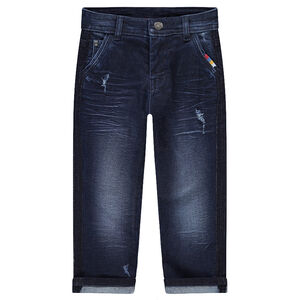 Jeans effet used et crinkle coupe slim avec inscription en relief 