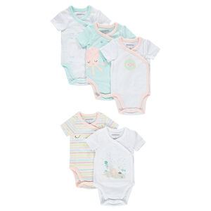 Lot de 5 bodies manches courtes en coton avec motifs imprimés 