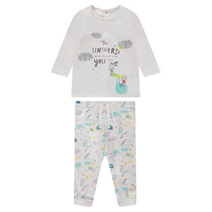 Ensemble tee-shirt en double jersey et pantalon en molleton imprimé contrecollé sherpa 