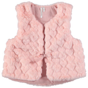 Gilet sans manches en sherpa à coeurs all-over 