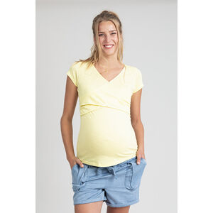 T-shirt manches courtes de grossesse et d'allaitement jaune 
