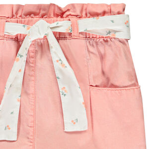 Short en toile avec ceinture à nouer pour bébé fille 