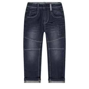 Jeans effet used et crinkle 6 poches 