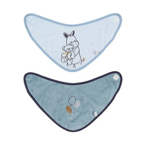 Lot de 2 bavoirs bandana Achille & Zebrito - Bleu 