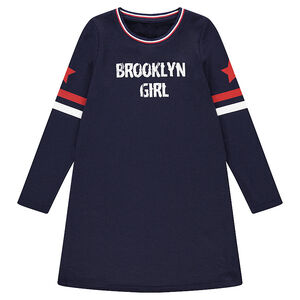 Junior - Robe manches longues avec bandes printées et texte 