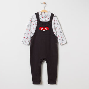 Ensemble avec t-shirt imprimé ratons laveurs et salopette 