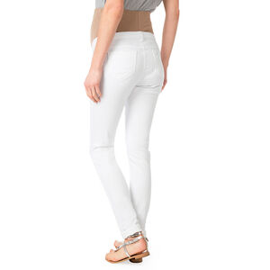 Jeans de grossesse blanc avec bandeau haut couleur chair 