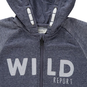 Junior - Gilet à capuche en molleton chiné avec inscription brodée 