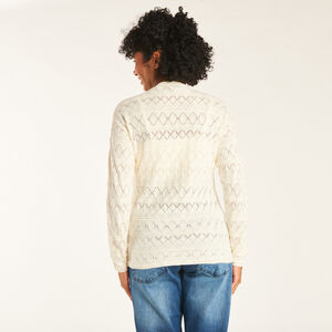 Gilet manches longues uni en tricot fantaisie pour femme 