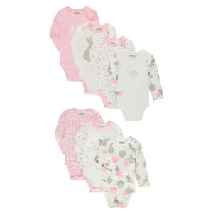 Lot de 7 bodies en jersey avec lapin printé et motifs fantaisie 
