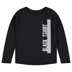 Junior - T-shirt manches longues noir avec texte printé 