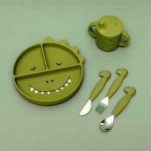 Couverts 3 pièces manches en silicone Mr Dino 