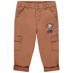 Pantalon surteint en toile style cargo badges Smiley  
