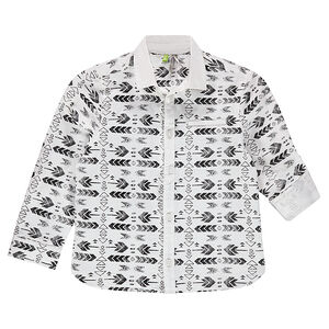 Chemise à manches rétractables motif ethnique all-over 