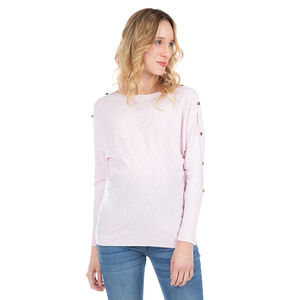 Pull de grossesse en tricot uni avec boutons fantaisie 
