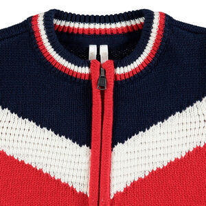 Gilet en tricot zippé avec bandes contrastées 