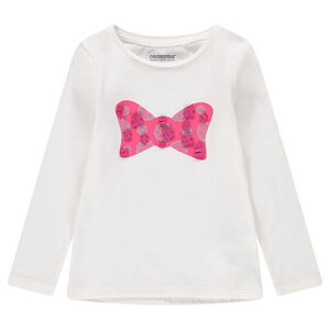 Tee-shirt manches longues en jersey avec noeud rose sur le devant 