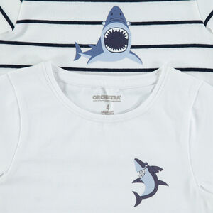 Lot de 2 maillots de corps en jersey rayé/uni print requin 