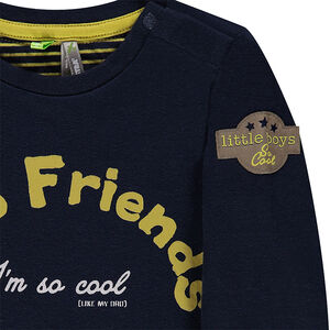 Tee-shirt manches longues en double jersey avec print 