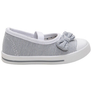 Babies en toile rayée mélangée de fils brillants et noeud 