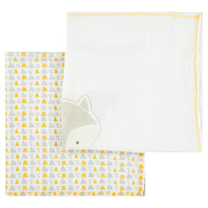 Lot de 2 langes en coton imprimé / printé 