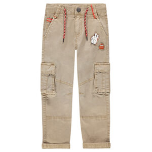 Pantalon style cargo en coton surteint avec badges patchés 