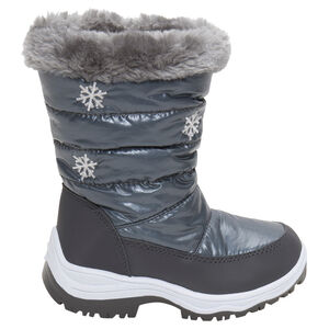 Après-ski argentés matelassés avec col en fausse fourrure du 24 au 27 