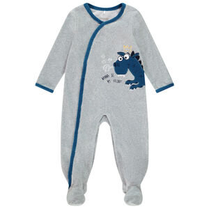 Dors-bien en velours broderie dragon pour bébé garçon 