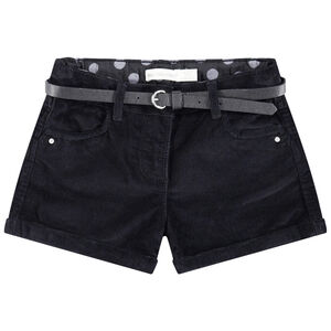 Short en velours uni avec ceinture ajustable et amovible 