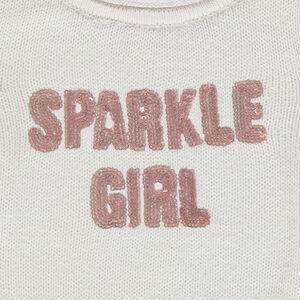 Pull en tricot uni avec message en sequins 