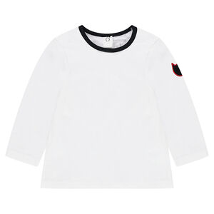 Tee-shirt manches longues en jersey avec badge forme chat 