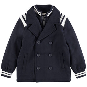 Manteau en drap de laine effet 2 en 1 avec bandes contrastées 