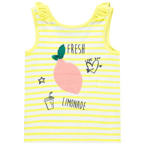 Débardeur en coton à rayures et fruit en sequins magiques 