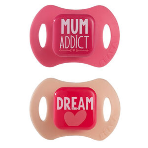 Lot de 2 sucettes orthodontiques silicone 1er âge - Rose  
